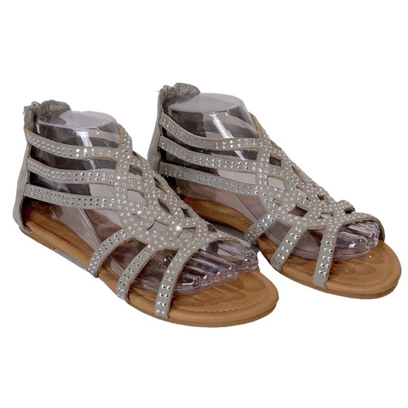 Mixit Shoes - Mixit Women’s Gladiator Faux Gray Suede Rhinestone Sandal Size-6-6.5 GUC